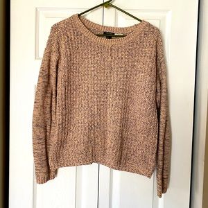 F21 Chunky Cable Knit Crewneck Sweater Soft Pink